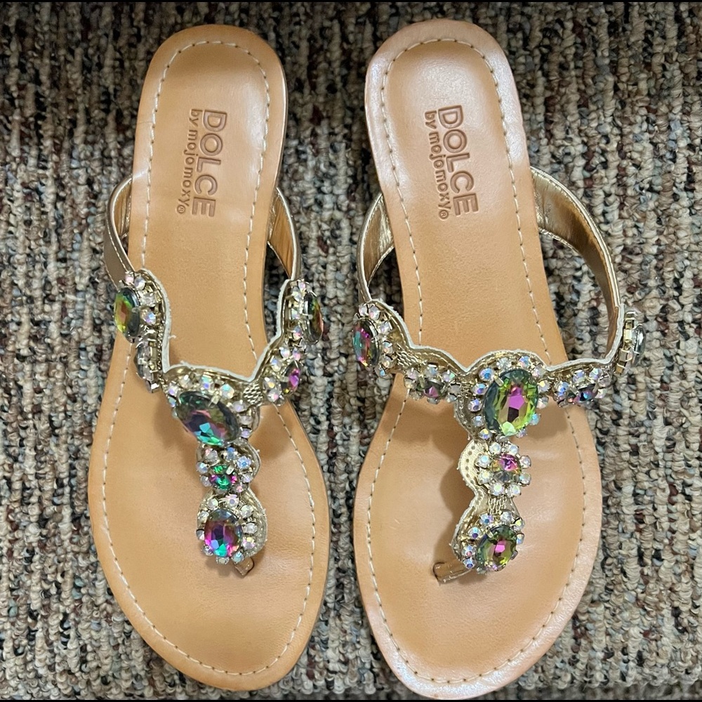 Dolce Jeweled Thong Sandals